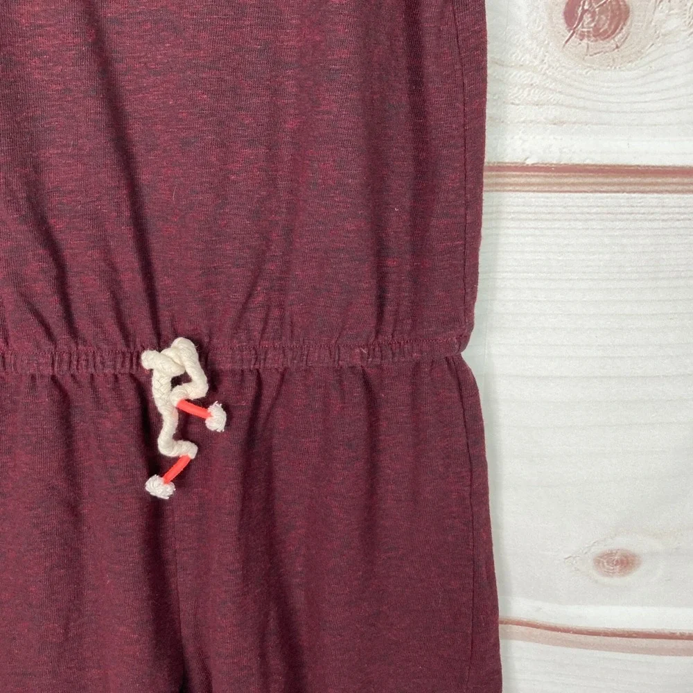 Old Navy Romper Girls M‎ Burgundy Flutter Sleeve Linen Blend Elastic Waist Solid